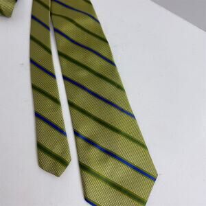 Paul Frederick Men's Green Striped Silk Designer Tie
